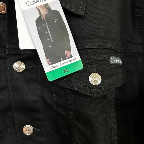 Calvin Klein Women's Classic Trucker Denim Jacket Black Size XL - Picture 3 of 7